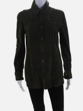 In Transit 2 Olive Green Soft Suede No Lining Light Weight Blouse / Jacket SZ  M